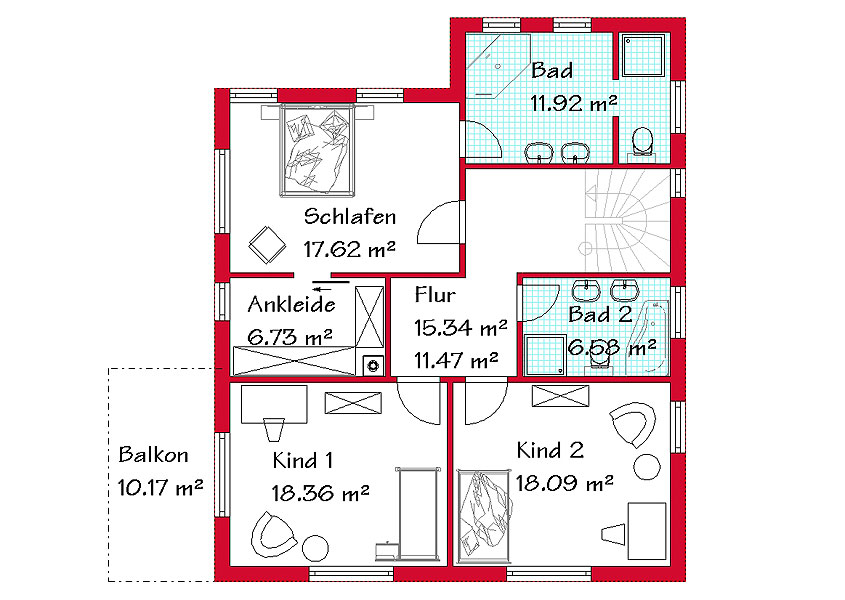 Pultdachhaus P 179 Obergeschoss mit 96,4 m²