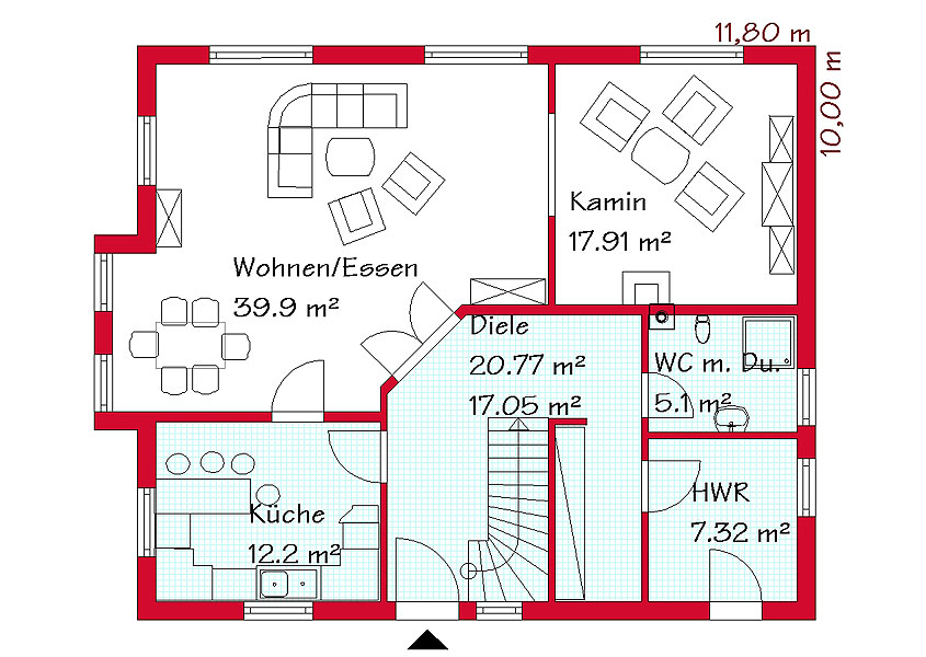Das Erdgeschoss des Einfamilienhauses mit 101,8 m²
