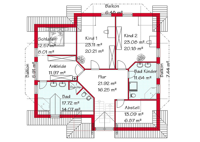 Das Dachgeschoss des Luxushauses mit 119,8 m²