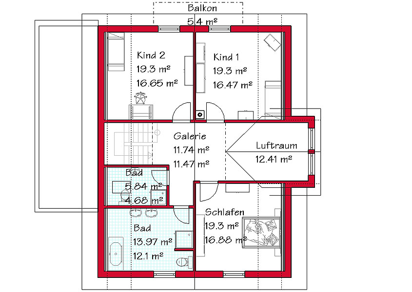 Das Dachgeschoss mit 80,8 m²