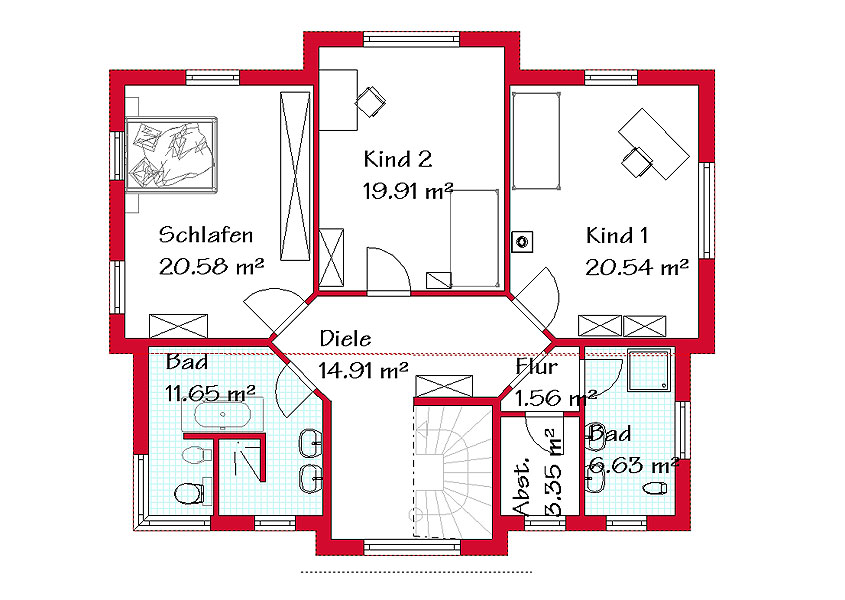 Pultdachhaus P 202 Obergeschoss mit 99,2 m²