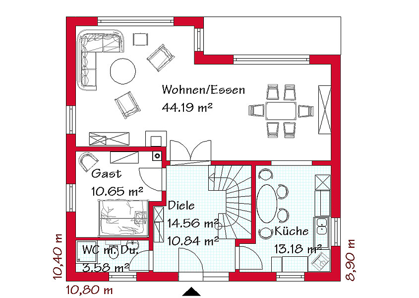 Stadtvilla MS 795 Erdgeschoss mit 82,6 m²